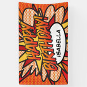 HAPPY BIRTHDAY Comic Book Pop Art Spandoek (Verticaal)