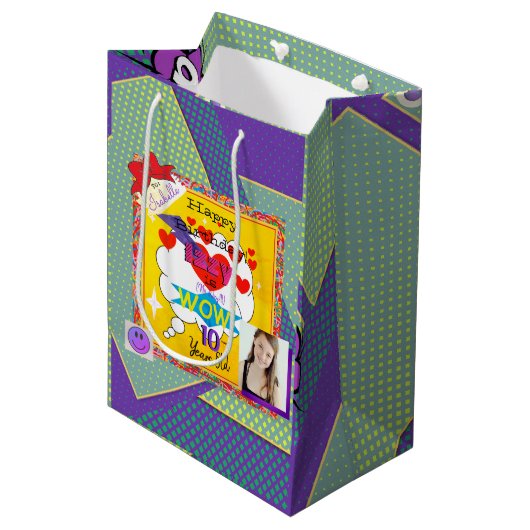 Happy Birthday Comic View Gift Bag HAMbWG Medium Cadeauzakje (Voorkant Gekanteld)