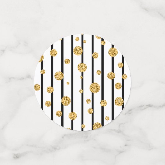 Happy Birthday Confetti - Black Stripe Gold Glitte (Kleine voorkant)