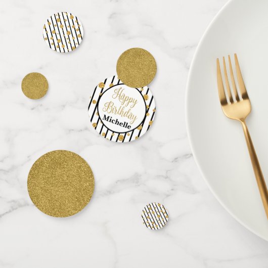Happy Birthday Confetti - Black Stripe Gold Glitte (Groep)