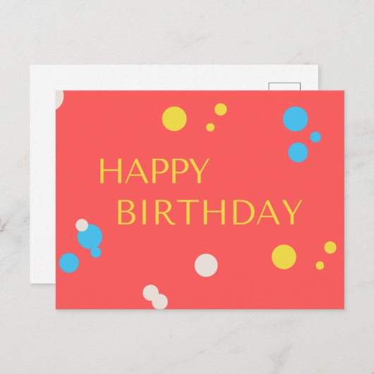 Happy Birthday Confetti Briefkaart (Voorkant / Achterkant)