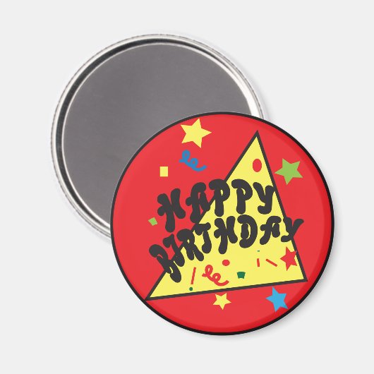 Happy Birthday Confetti Fun | Rood Magneet (Voorkant / Achterkant)