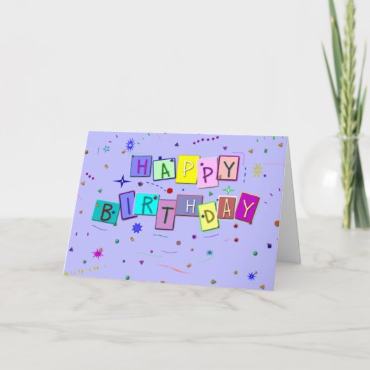 Happy Birthday Confetti Kaart (Voorkant)