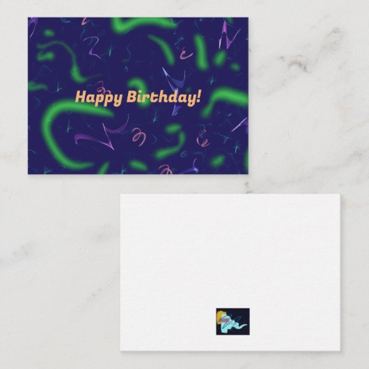 Happy Birthday Confetti Notitiekaartje (Voorkant / Achterkant)