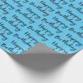 Happy Birthday Confetti op Aqua Cadeaupapier (Hoek)