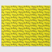 Happy Birthday Confetti op Gellow Wrapping Paper Cadeaupapier (Vlak)
