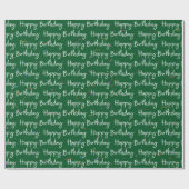 Happy Birthday Confetti op Groen Cadeaupapier (Vlak)