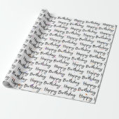 Happy Birthday Confetti op Wit Cadeaupapier (Uitgerold)