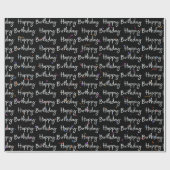Happy Birthday Confetti op zwart Cadeaupapier (Vlak)