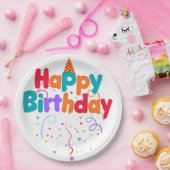 Happy Birthday Confetti Papieren Bordje (Feest)