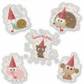 Happy Birthday Confetti Party Animals Sticker Set (Voorkant)