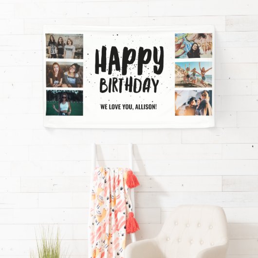 Happy Birthday Confetti Photo Collage Party Banner (Insitu)