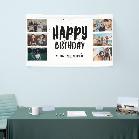 Happy Birthday Confetti Photo Collage Party Banner (Beurs)