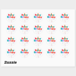 Happy Birthday Confetti Ronde Sticker