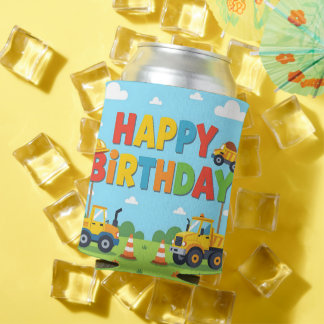 Happy birthday construction builder theme blikjeskoeler