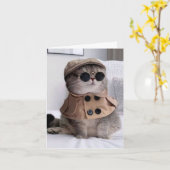 Happy Birthday Cool Cat Card voor iedereen Kaart (Gele Bloem)