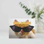 Happy Birthday - Cool Cat in zonnebril Briefkaart (Staand voorkant)