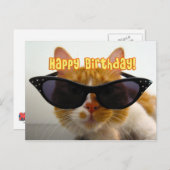 Happy Birthday - Cool Cat in zonnebril Briefkaart (Voorkant / Achterkant)