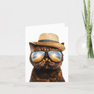 Happy Birthday Cool Cat met zonnebril en pet Feestdagen Kaart