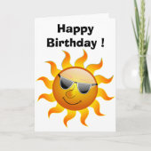 "HAPPY BIRTHDAY" COOL FACE SUNSHINE KAART (Voorkant)