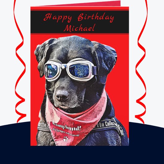 Happy Birthday Cool Guy Black Lab Dog Card Kaart