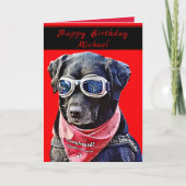 Happy Birthday Cool Guy Black Lab Dog Card Kaart (Voorkant)