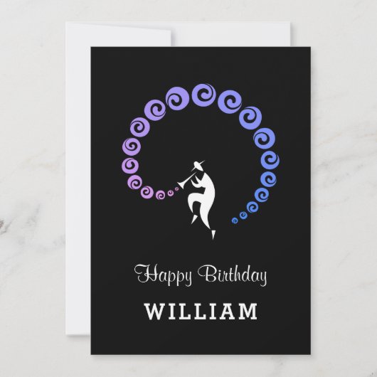 Happy Birthday Cool Jazz Musician Blauw Lila Kaart (Voorkant)