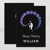 Happy Birthday Cool Jazz Musician Blauw Lila Kaart (Voorkant / Achterkant)