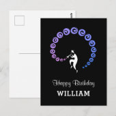 Happy Birthday Cool Jazzmuzikant Blauw Lila Briefkaart