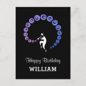 Happy Birthday Cool Jazzmuzikant Blauw Lila Briefkaart (Voorkant)