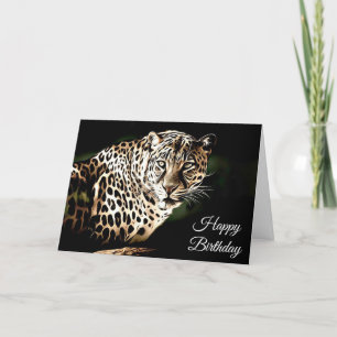 Happy Birthday Cool Leopard Blank Card Kaart