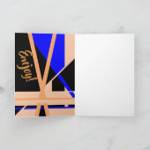 "Happy Birthday" Coral Blue Black Abstract Art Car Kaart (Binnen)