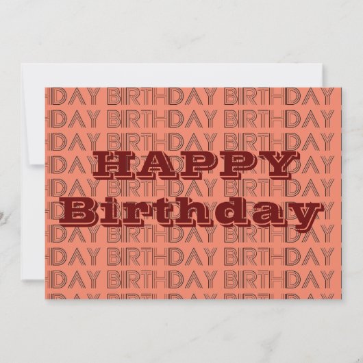 Happy BIrthday Coral en Brown geometric Pattern Kaart (Voorkant)