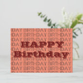 Happy BIrthday Coral en Brown geometric Pattern Kaart (Staand voorkant)