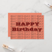 Happy BIrthday Coral en Brown geometric Pattern Kaart (Voorkant / Achterkant in situ)
