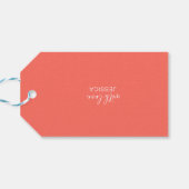 Happy Birthday Coral White Modern Cadeaulabel (Achterkant Horizontaal)