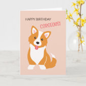 Happy birthday corgeous - dog punny birthday card kaart (Gele Bloem)