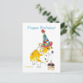Happy Birthday Corgi Briefkaart (Staand voorkant)