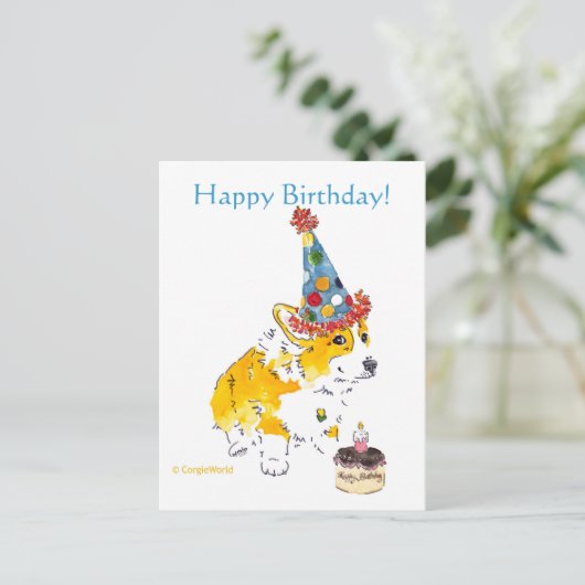 Happy Birthday Corgi Briefkaart (Staand voorkant)