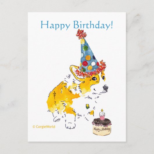 Happy Birthday Corgi Briefkaart (Voorkant)