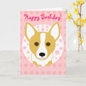 Happy Birthday Corgi Card Kaart (Gele Bloem)