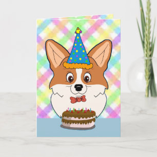 Happy Birthday Corgi Cartoon Kaart