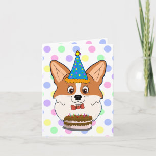 Happy Birthday Corgi Cartoon Kaart