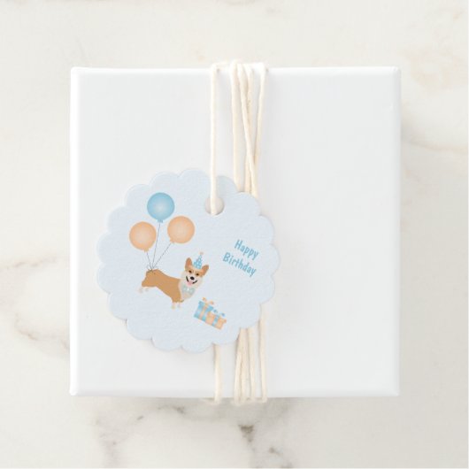 Happy Birthday Corgi Dog Bedankjes Labels (In situ)