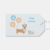 Happy Birthday Corgi Dog Cadeaulabel (Voorkant (Horizontaal))