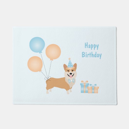 Happy Birthday Corgi Dog Deurmat (Voorkant)