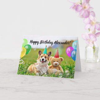Happy Birthday Corgi Dog Folded Wenskaart Kaart