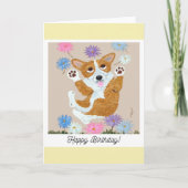 Happy Birthday Corgi Doggie Card Kaart (Voorkant)