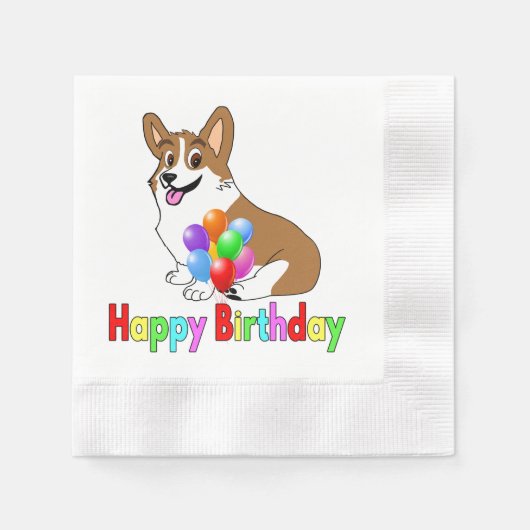 Happy Birthday Corgi Servet (Voorkant)