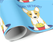 Happy Birthday Corgi Wrapping Paper Cadeaupapier (Rol Hoek)